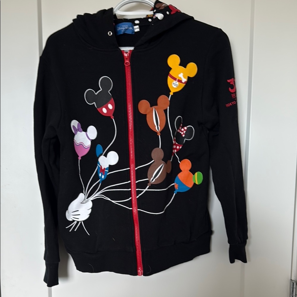 Disney Black and Red Sweatshirt with Mickey Balloon Design
